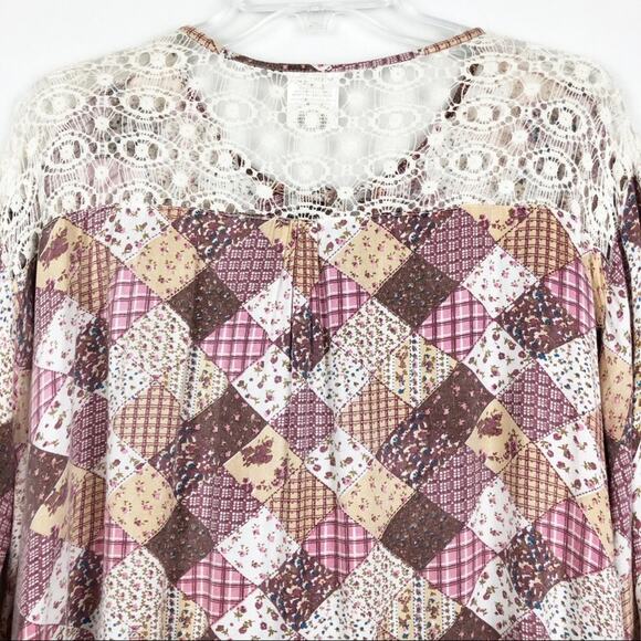 Royal Moda Womens Top XL Y2K Boho Patchwork Lace Fairy Boho Cottagecore Flawed - Picture 7 of 10